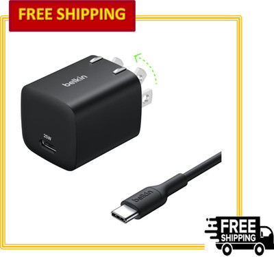 Belkin USB C Charger Block 25W with USB C Cable PD3.0 PPS Fast Charging, Black