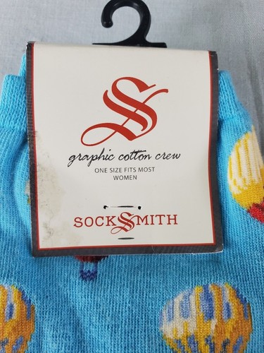 Socksmith Women's Crew Socks Size 9-11 Blue with Hot Air Balloons New with Tags - Picture 3 of 7