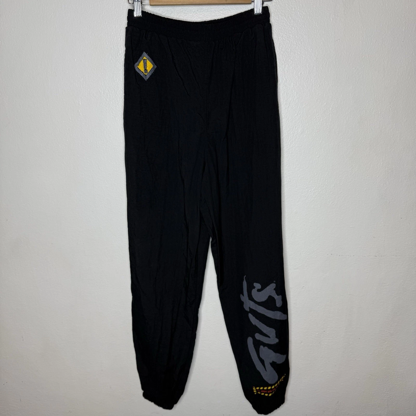 Guts Ya Got Em Or Ya Don’t Nylon Black Yellow Jogger Pants Men’s Medium 90s
