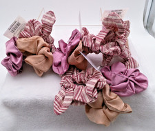 4 x 3 pk scunci Scrunchies - Stripes Satins Pink 12 ties total