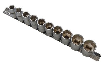 BlueSpot Tools - Sockets On Rail Set of 10 Metric 1/2in Drive
