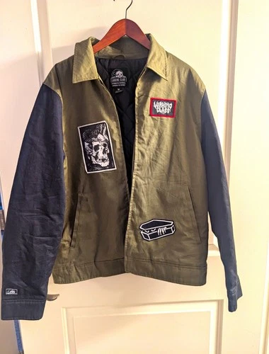 Lurking Class Sketchy Tank Jacket Mens M Green/Black Canvas Full Zip Quilted - product listing photo