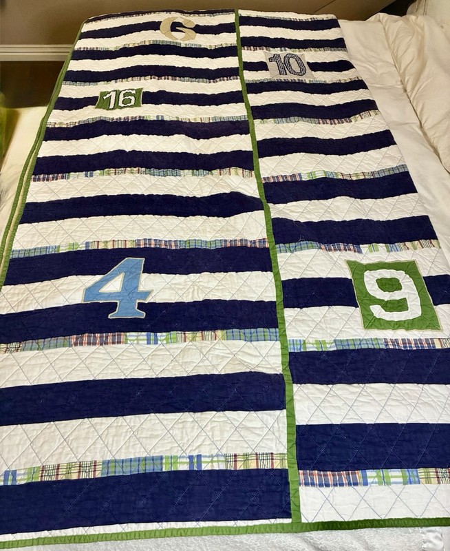 Pottery Barn Quilt 2 STD Shams 1 Euro Sham Nautical Boating Sailing 84 X 82