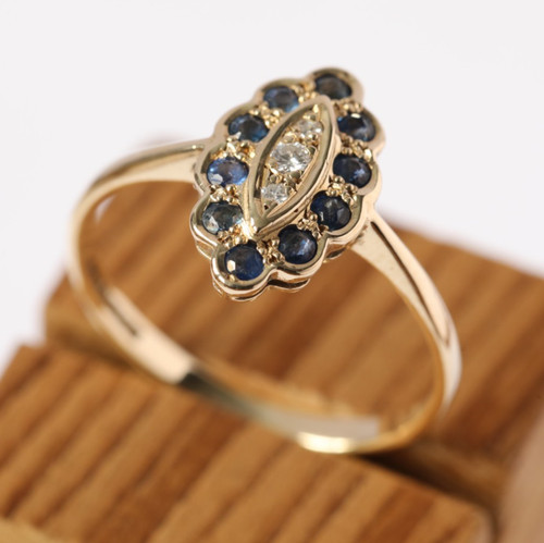Sapphire & Diamond Cluster Ring