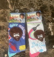 BOB ROSS The Joy Of Painting . Crew Socks Adult Unisex Size 6-12. NWT. 2 Pair  s