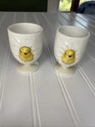 Vintage Westmoreland Milk Glass Egg Cup With Chick Peeping set of 2