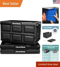 Collapsible 3-Pack Storage Bins - Heavy-Duty 62L Black Crates for Home & Office