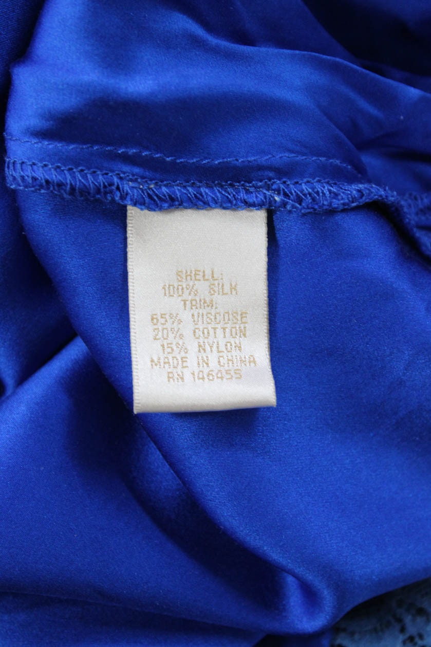 Gold Hawk Womens Silk Blue Solid Square Neck Spag… - image 4