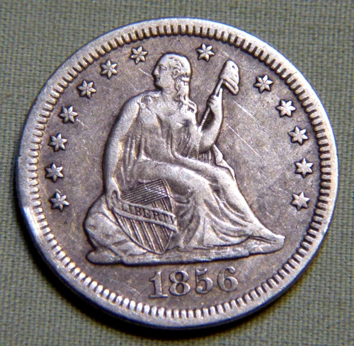 1856 United States Seated Liberty Silver Quarter VF / XF Details - Lot 1581