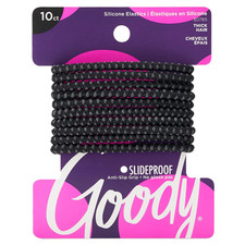 Goody Slide Proof Stayput Black Hair Elastics, 4 mm, 10 Count