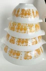 Pyrex Amish Butterprint Yellow Cinderella Mixing Bowl Set 4pcs Used 2606TK