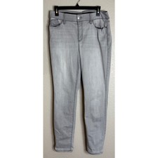 Chicos 1.5R US 10R So Slimming Skinny Jeans Light Gray Denim Pants Preppy Chic