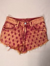 Free People We The Free Red Acid Wash Distressed Denim Shorts Womens Boho NWOT