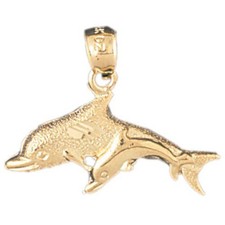 Dolphin Charm Pendant 14k Gold