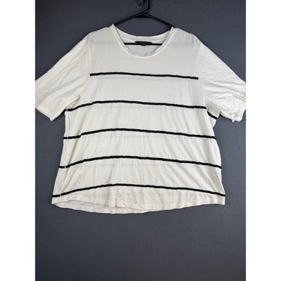 Lauren Ralph Lauren Top Womens XXLarge White Black Beaded Stripes Preppy Sailor