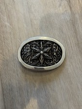 CHROME HEARTS Silver Star Oval Belt Buckle Fits 1.5 Belt Strap excellent