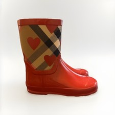 'Ranmoor' Heart Print Red Rain Boot Burberry Toddler Girl's Size 30 EU 12.5US