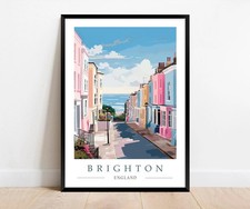Brighton Travel Poster Art Print, Brighton England UK, Modern Wall Art Gift