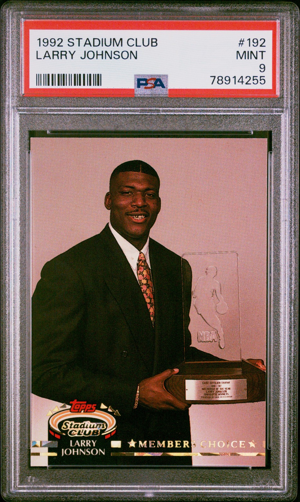 1992 STADIUM CLUB #192 LARRY JOHNSON PSA 9