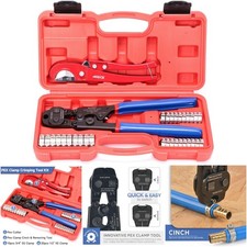 PEX Crimper Tool 3/8-in 1/2-in 3/4-in 1-in Stainless Steel Clamps 20PCS 1/2-in