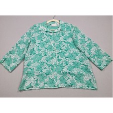 Women's Alfred Dunner Tropical Floral Top, Green, Sizet 12P, Pre-Owned