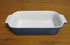 Housewares International Handle Single Casserole Dish - Ribbed - Blue/White