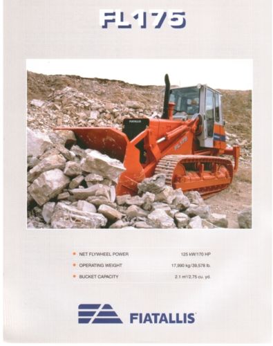 Fiat Allis FL175 Crawler loader specs sales literature