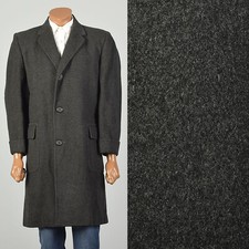 Large Vintage 1950s Outerwear Charcoal Gray Cashmere Coat Fully Lined