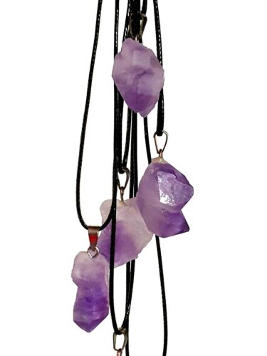 Raw Amethyst Crystal Necklace Pendant Freeform Natural Small Gemstone Spiritual - Picture 2 of 15