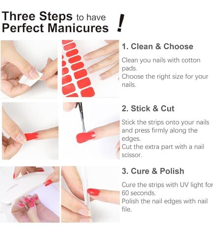 Semi Cured Gel Nail Strips, 20pcs French Gradient Gel Nail Stickers Work with 