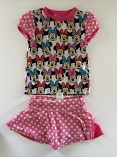 Disney Junior Minnie Mouse Toddler Girls Swim Suit 2 Piece Skirt Size 2T Pink
