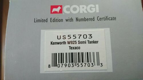 Corgi US55703 Kenworth W925 Semi Tanker TEXACO Ltd Edition - Picture 3 of 3