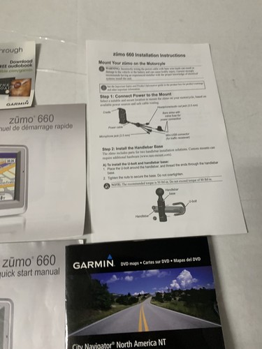 Garmin Zumo 660 Motorcycle GPS MANUAL, CITY NAVIGATOR NORTH AMERICA NT, Bundle! - Picture 7 of 7