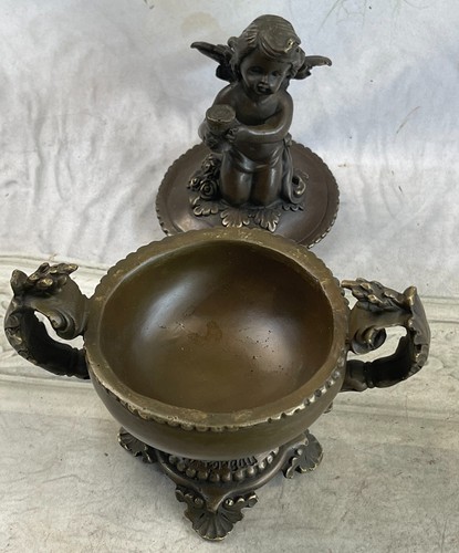 Handcrafted Baby Angel Jewelry Box by Moreaue Bronze Sculpture Figurine Artwork - Imagen 4 de 10