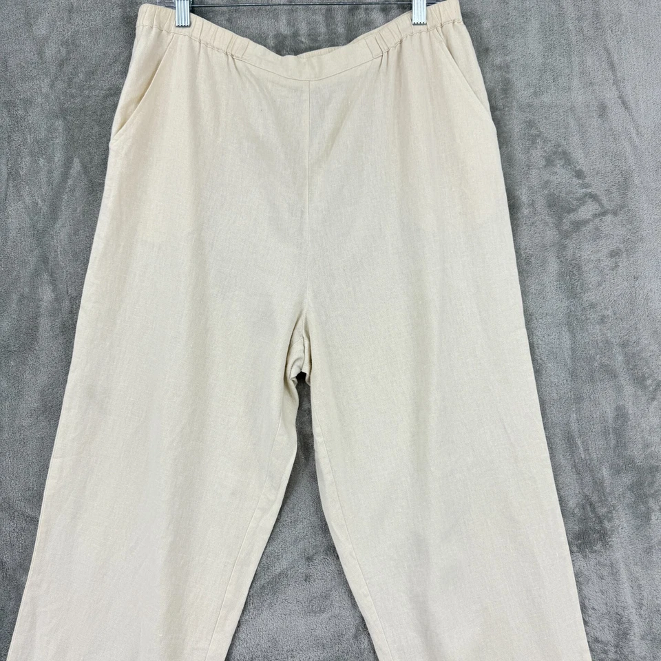 Pantalones de lavandería franceses grandes mezcla de lino pierna ancha bolsillos marfil costero Foto 4 de 4