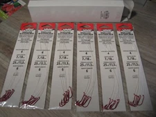 36 Snelled VMC Baitholder Fishhooks Size 4 Red - 6 Packs Bait Holder Fish Hooks