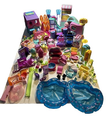 Huge Lot of Vintage (2004-2006) Polly Pocket  Accessories, Vehicle, Bldgs Etc