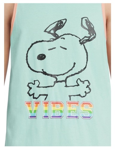 Peanuts Large (42-44) Snoopy “vibes” Men's Pride Graphic Tank Top Rainbow Tee - Picture 4 of 5
