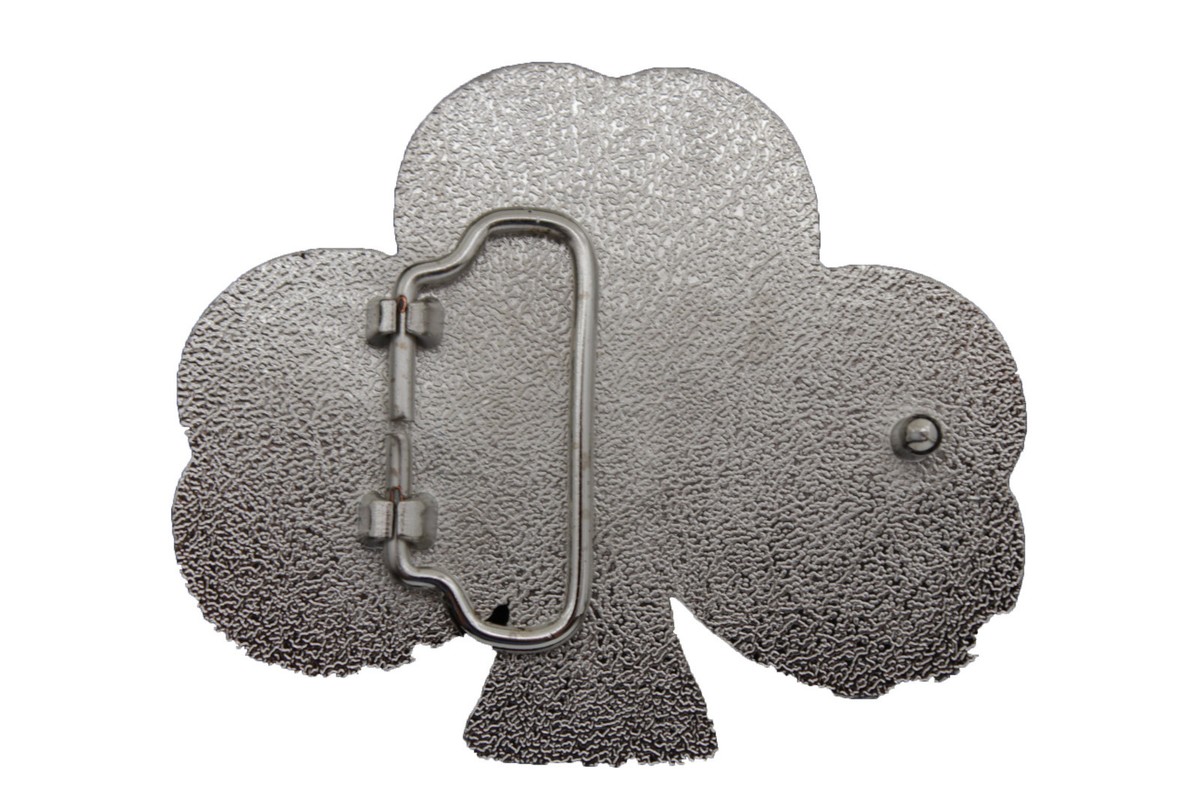 Boucle De Ceinture Argent Squelette Crâne - Motif Trèfle Feuille - Marron - Neuf Avec étiquettes - Style Urbain
