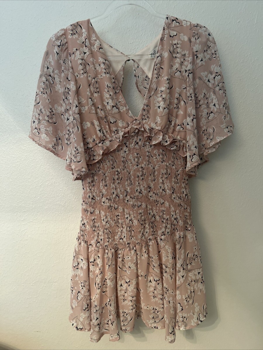she and sky smocked dress She & Sky Ruffle Sleeve Plaid Smocked Midi Dress Navy / S
