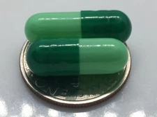 Mint Green and Dark Green Size 3 Empty Gelatin Capsules also known as Gelcaps