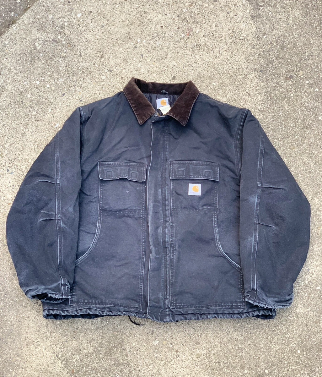 Vintage Carhartt J130 CHT Distressed Full Zip Hooded Bomber Jacket Size 2XL  | eBay