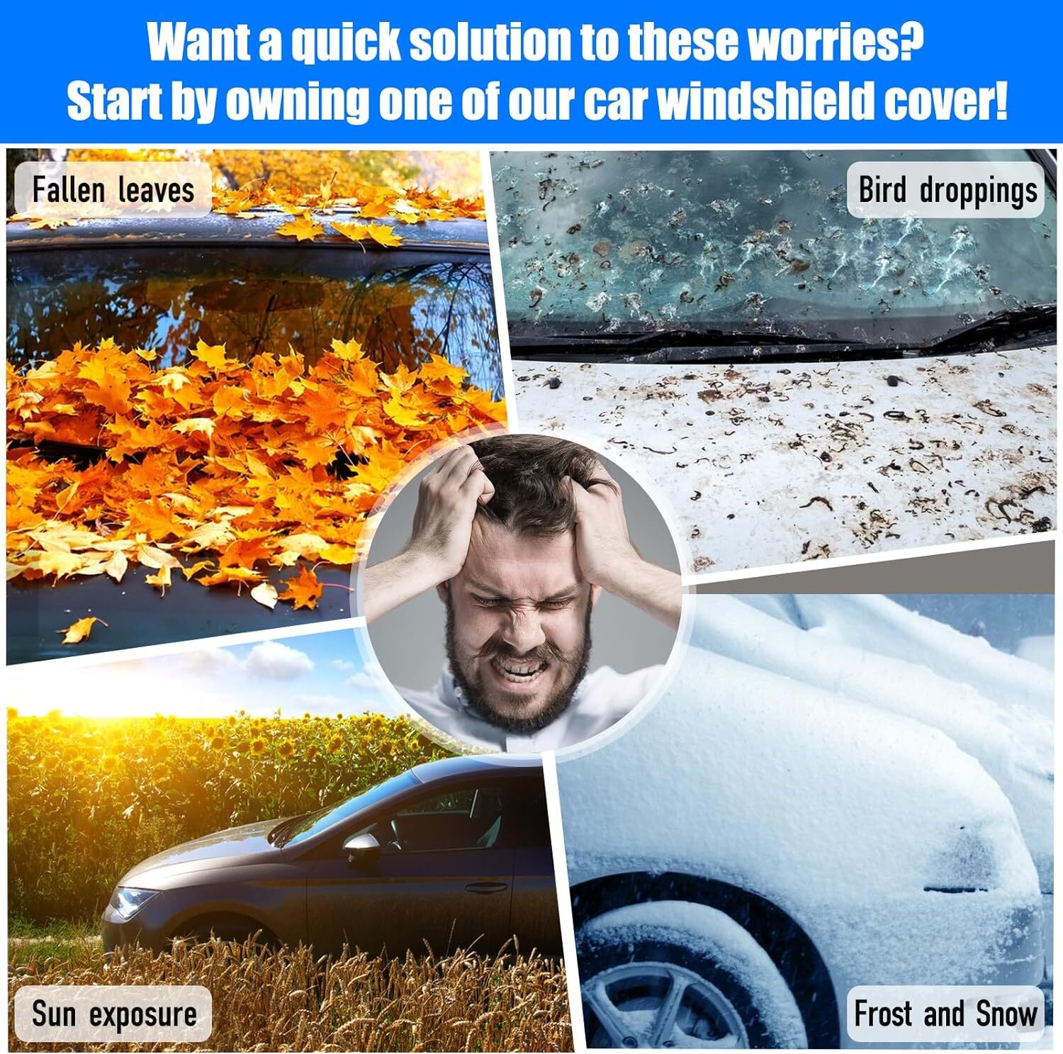 Car Windshield Snow Cover Frost Guard Waterproof Universal Fit SUV Auto Car USA
