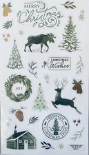 Merry Christmas Wishes Joy Fresh Cut Tree Deer Scrapbook Card Craft Stickers