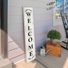 47.2 x 7.8 Inches Welcome Sign for Front Door White