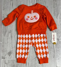 Cat  Jack Baby Girls Size 6-9 Months Halloween Pumpkin 2 Piece Outfit