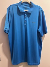 Oakley Polo Shirt Mens XL Blue Vented Golf Performance Short Sleeve