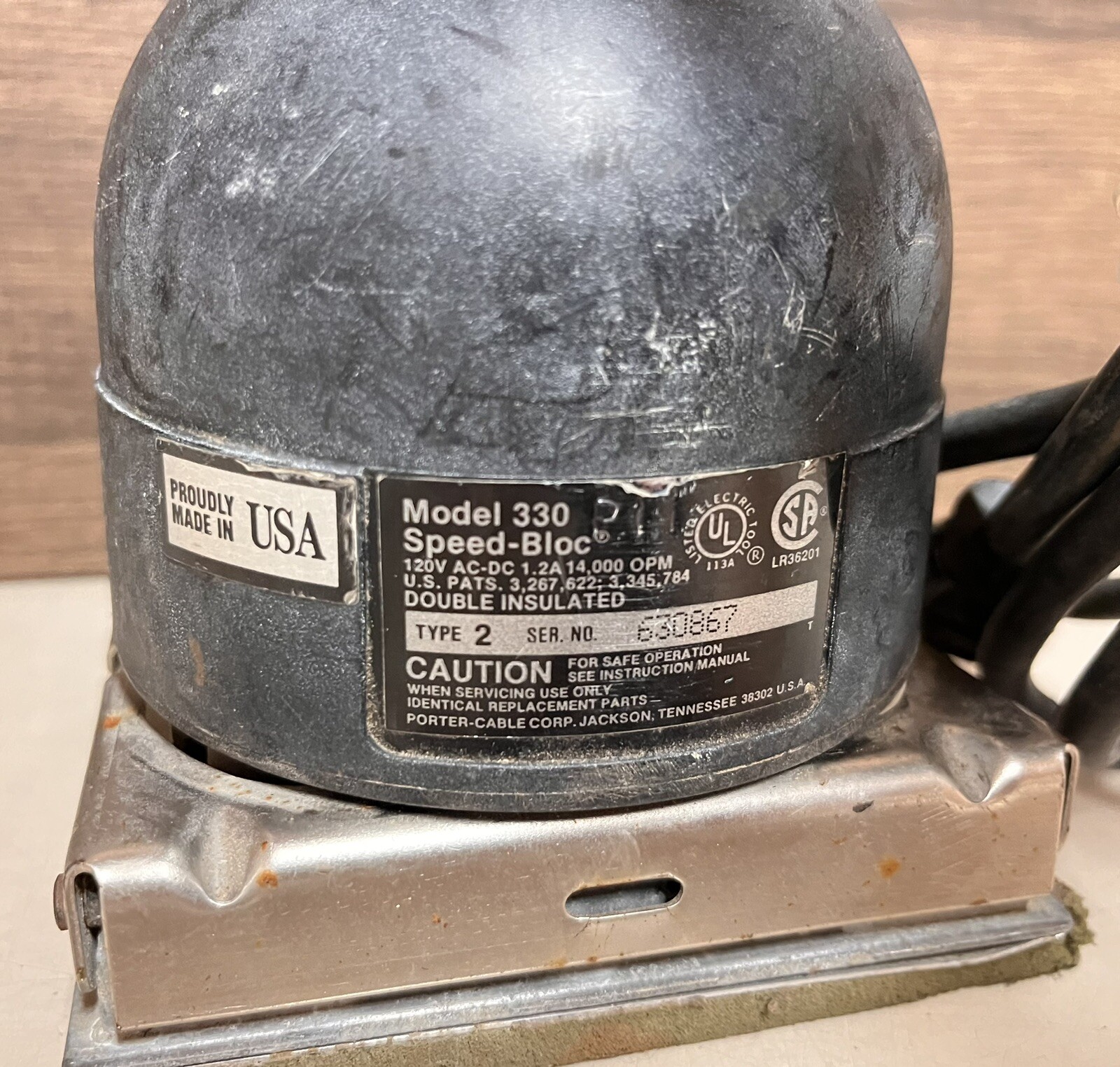 Tested Porter Cable "SPEEDBLOC" MODEL 330, TYPE 2, 1/4 SHEET FINISH