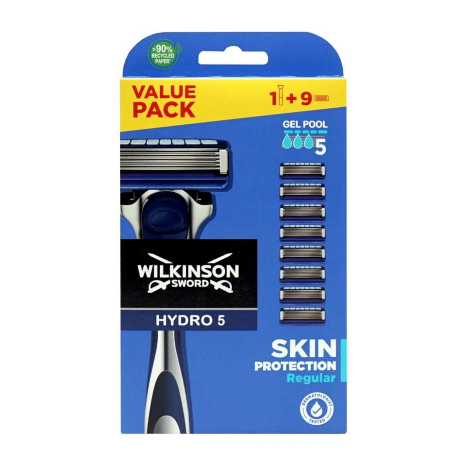 9 x Wilkinson Sword Hydro 5 Rasierklingen + 1 Handstück - NEU - OVP