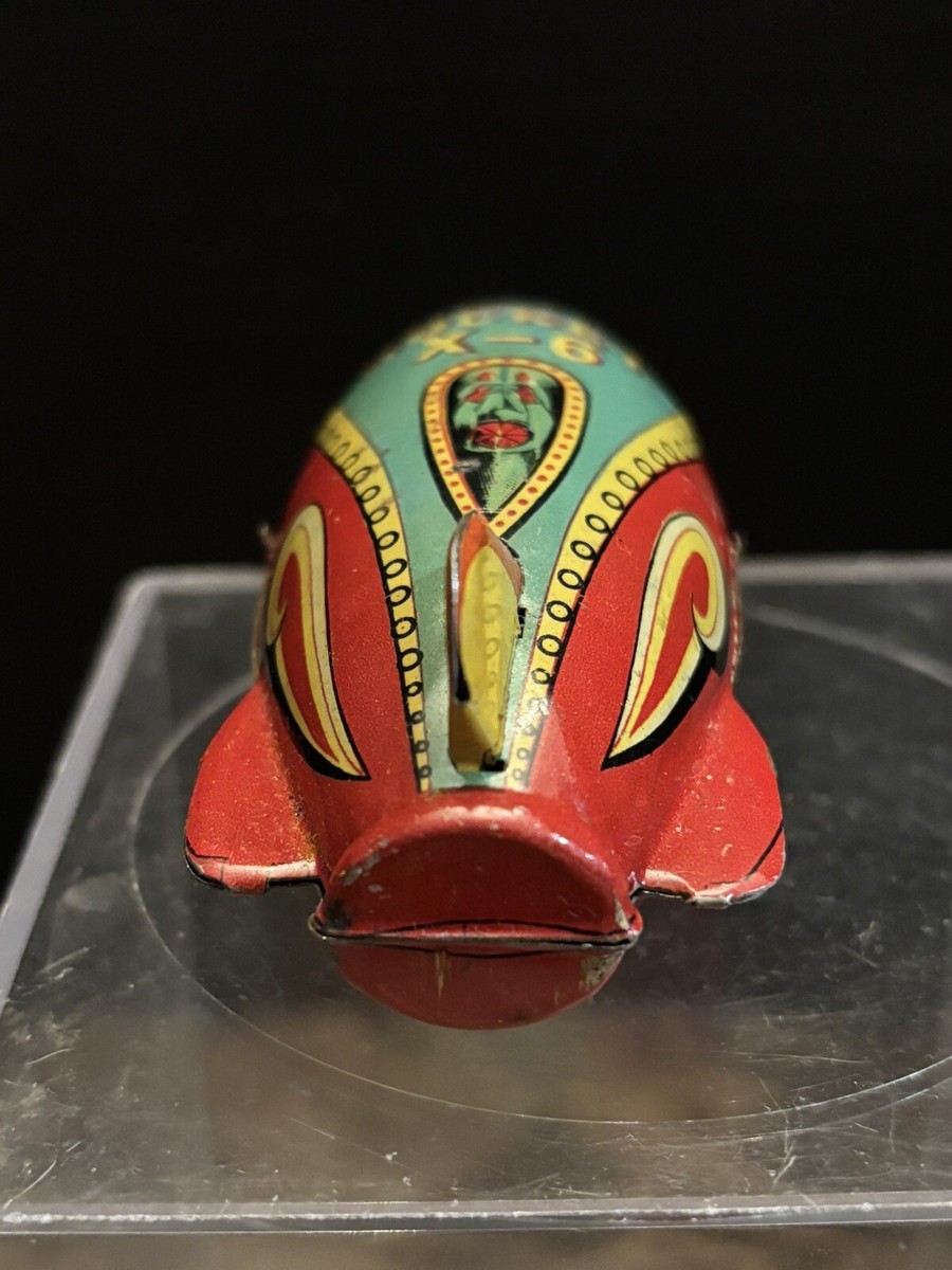Original MASUDAYA Rocket X-6 Space Japan 1952 tin toy 3 3/4
